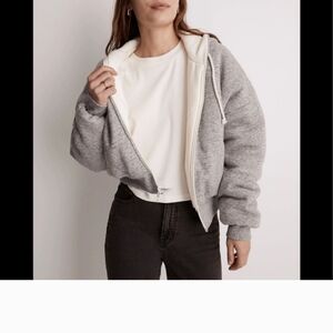 Gray Zip-Up Insulated Hoodie Puffer Jacket. Primaloft. So Warm  Reversible